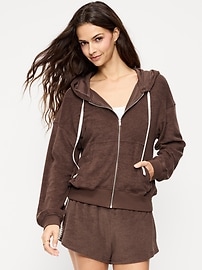 Image number 1 showing, Terry Cloth Full-Zip Hoodie Sweatshirt
