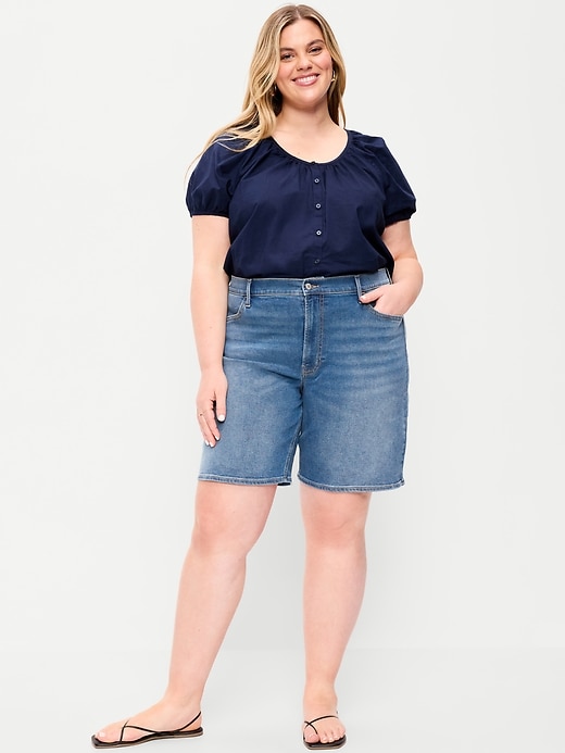 Image number 4 showing, High-Waisted Wow Jean Shorts -- 9-inch inseam