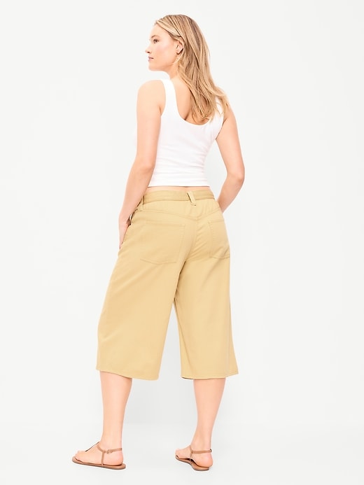 Image number 6 showing, Mid-Rise Baggy Drawstring Wide-Leg Culotte Pants