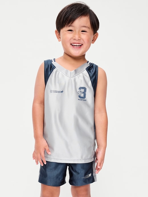 Image number 1 showing, Oversized Graphic Basketball Tank Top for Toddler Boys