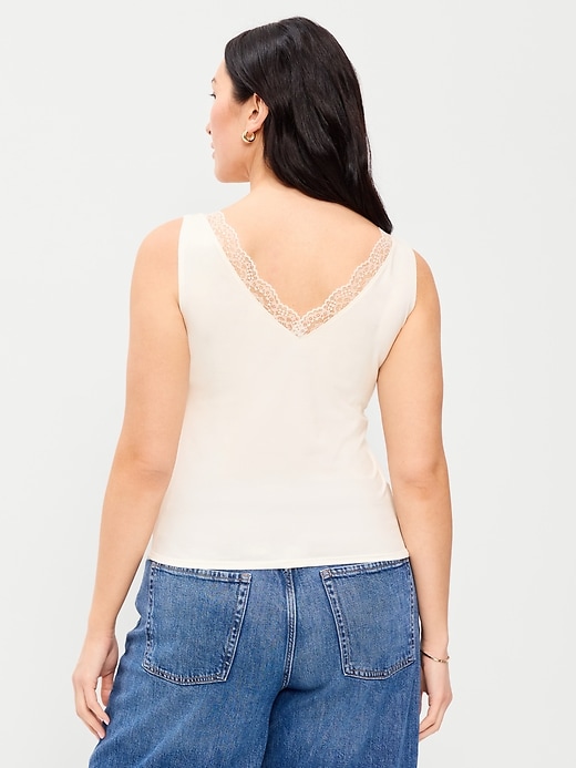 Image number 7 showing, Sleeveless Lace-Trim V-Neck Ribbed Top