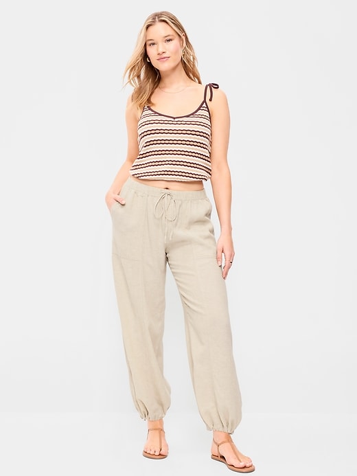 Image number 6 showing, Mid-Rise Linen-Blend Utility Pants