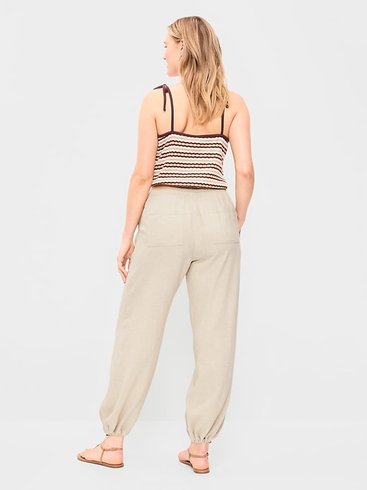 Image number 7 showing, Mid-Rise Linen-Blend Utility Pants