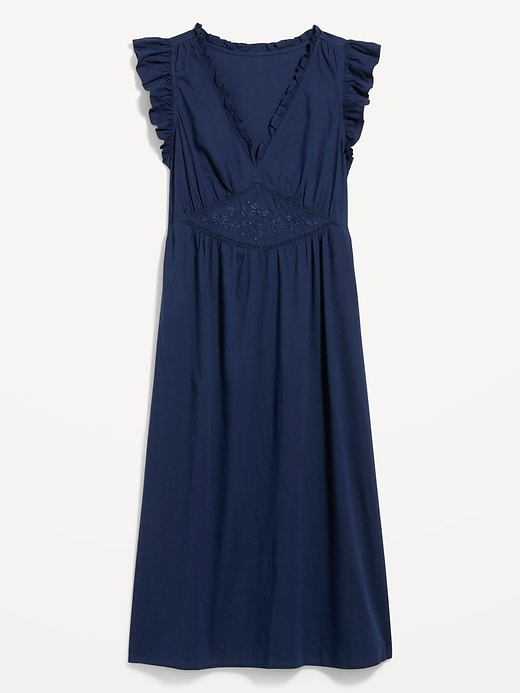 Image number 2 showing, Ruffle-Trim V-Neck Midi Dress