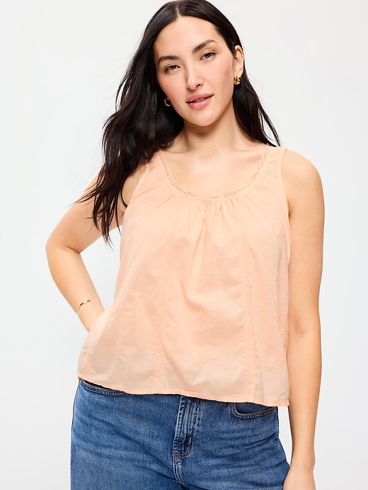 Image number 2 showing, Ruffle-Trim Embroidered Tank Top