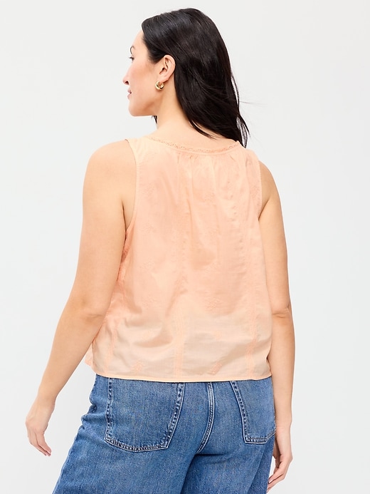 Image number 3 showing, Ruffle-Trim Embroidered Tank Top