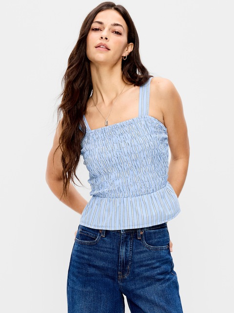 Smocked Peplum Tank Top