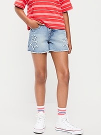 Image number 1 showing, High-Waisted Frayed-Hem Jean Shorts for Girls