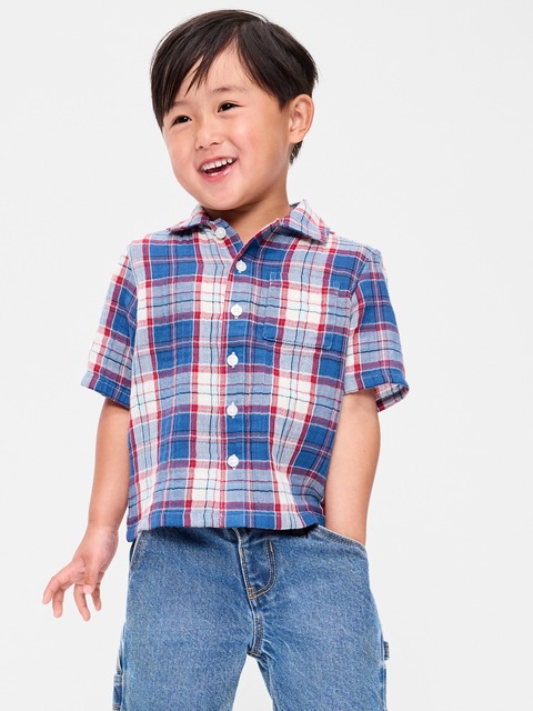 CHEMISE EN COTON À DOUBLE TISSAGE À MANCHES COURTES POUR TOUT-PETIT