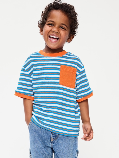 T-SHIRT SURDIMENSIONNÉ À MANCHES COURTES ET À POCHE EN JERSEY BOUCLETTE POUR TOUT-PETIT