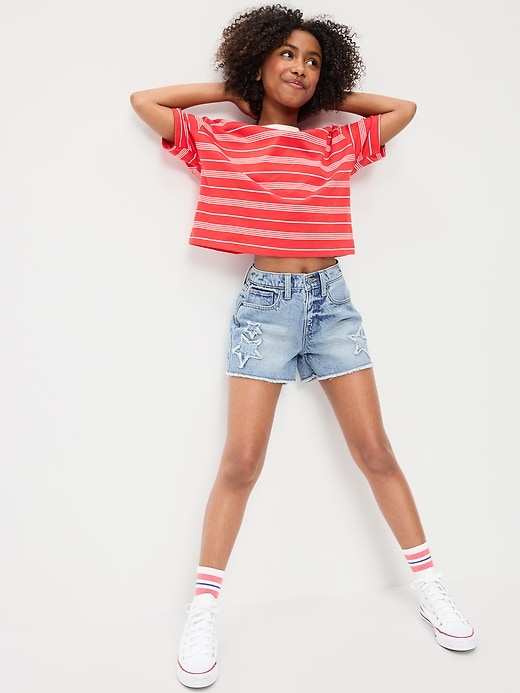 Image number 3 showing, High-Waisted Frayed-Hem Jean Shorts for Girls