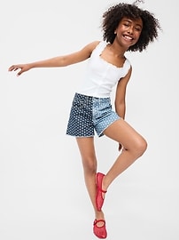 Image number 3 showing, High-Waisted Two-Tone Frayed-Hem Jean Shorts for Girls
