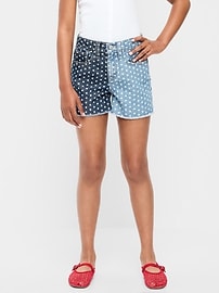 Image number 1 showing, High-Waisted Two-Tone Frayed-Hem Jean Shorts for Girls