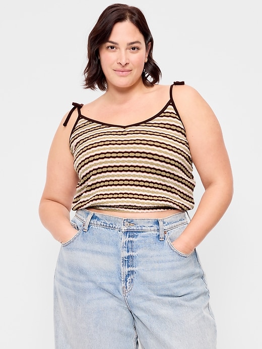 Image number 3 showing, Sleeveless Pointelle Tie-Strap Tank Top