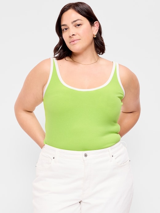 Image number 8 showing, First-Layer Ribbed Scoop-Neck Tank Top