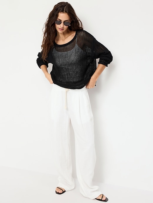 Image number 3 showing, Open-Stitch Cropped Sweater