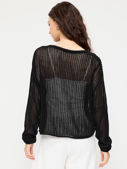 Image number 2 showing, Open-Stitch Cropped Sweater