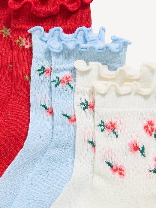 Image number 2 showing, Ruffled Pointelle-Knit Crew Sock 3-Pack for Toddler & Baby