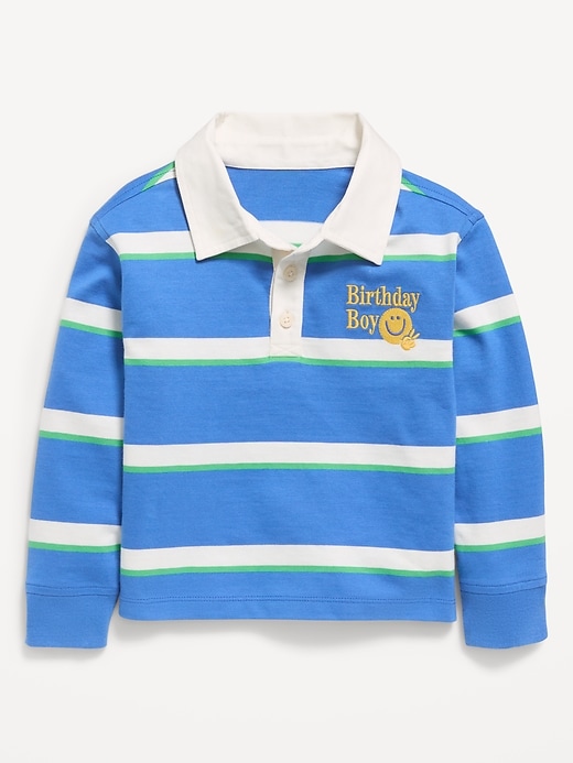 Image number 2 showing, Oversized Boxy-Fit Long-Sleeve Birthday Rugby Shirt for Toddler Boys