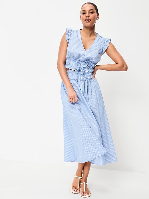 L'image numéro 4 présente Jupe mi-longue à taille smockée