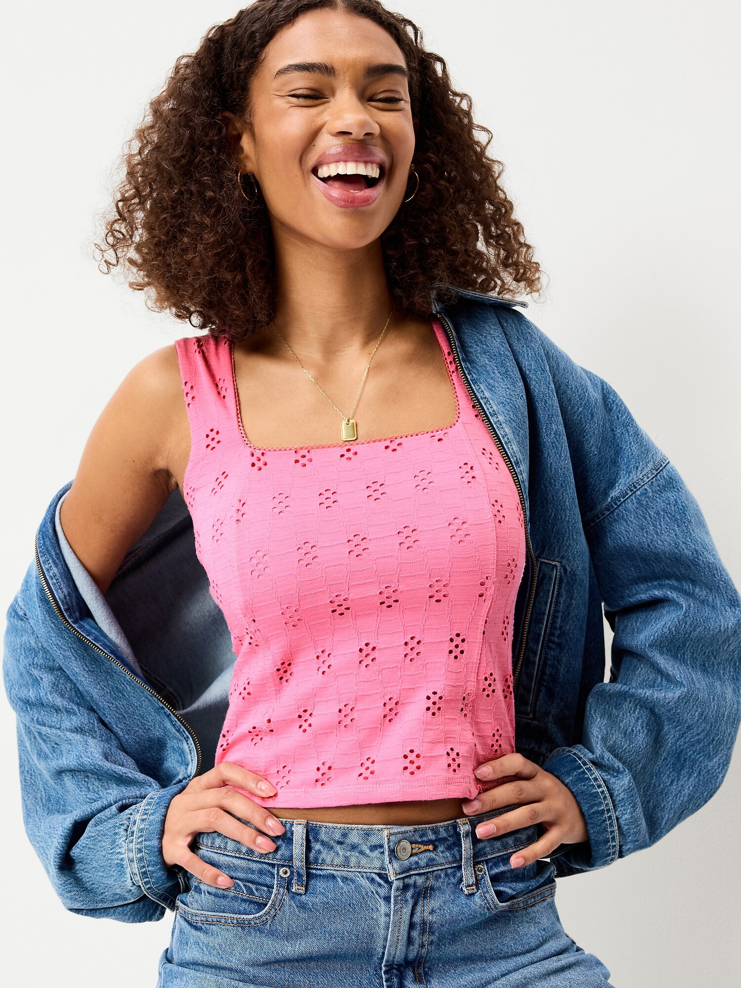 Seamed-Bodice Eyelet Tank Top | Old Navy