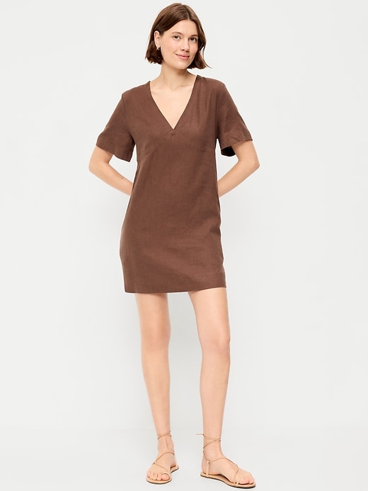 Image number 1 showing, Short-Sleeve V-Neck Mini Shift Dress