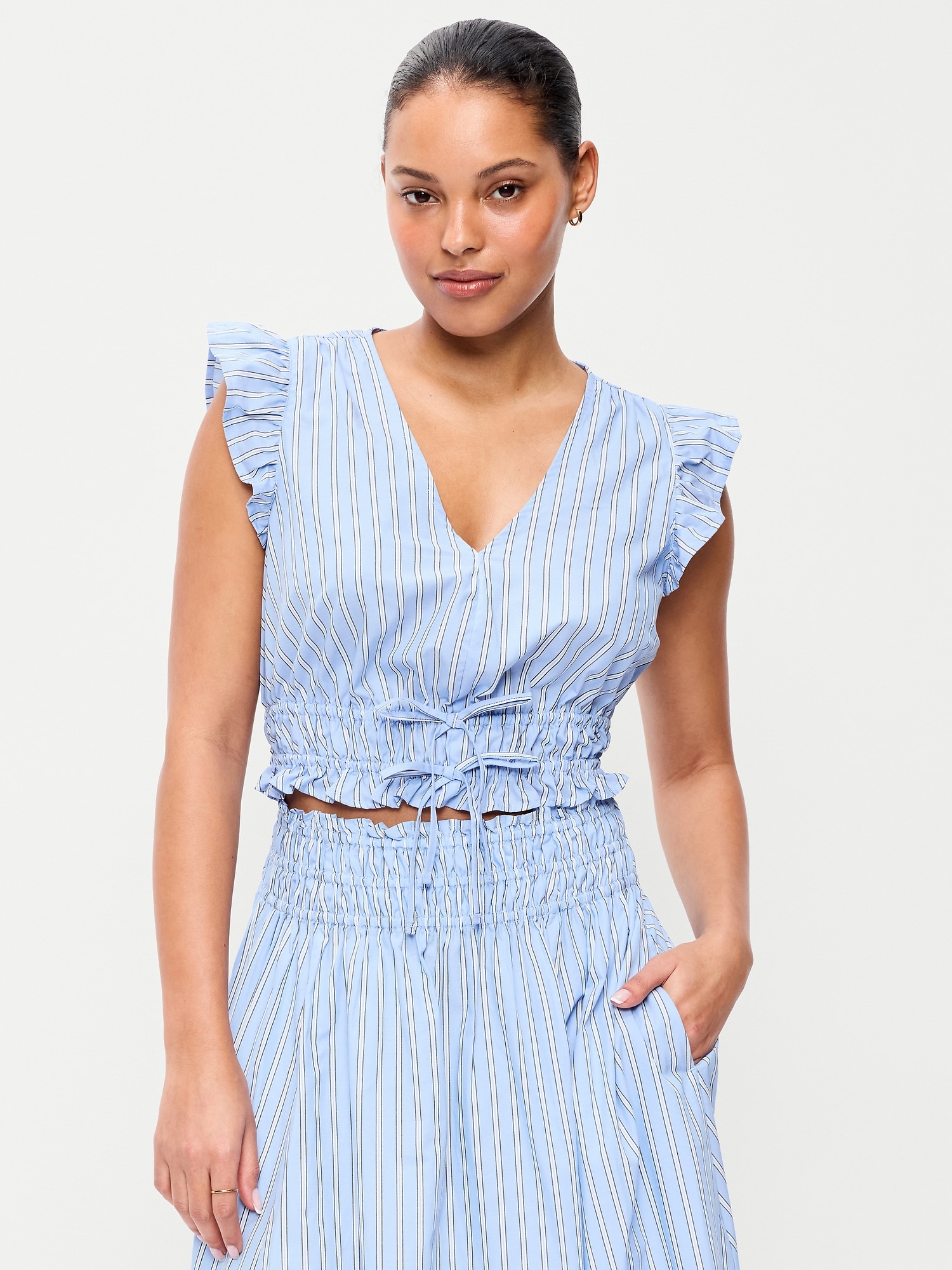 Flutter-Sleeve Poplin Top