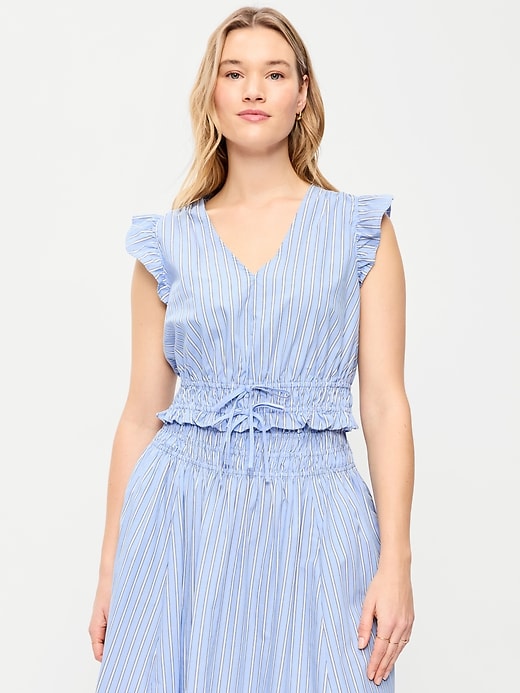 L'image numéro 5 présente Haut en popeline à manches flottantes