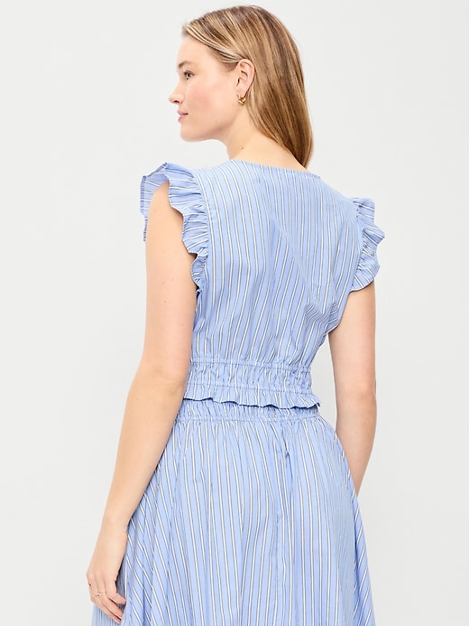 L'image numéro 6 présente Haut en popeline à manches flottantes