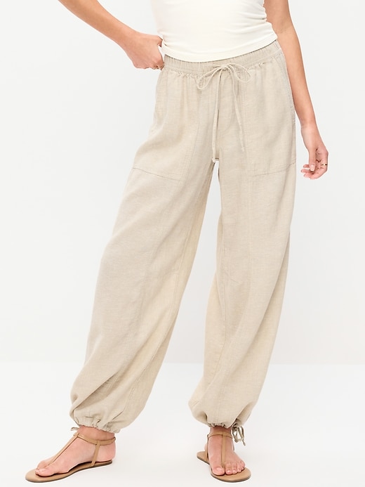 Image number 2 showing, Mid-Rise Linen-Blend Utility Pants