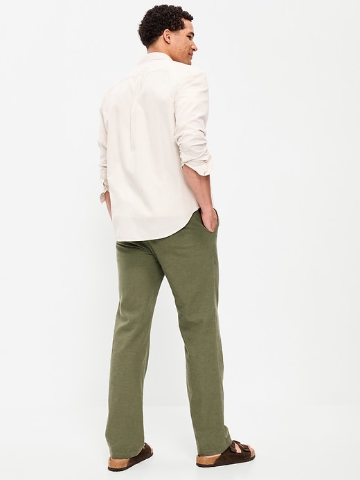 L'image numéro 3 présente Pantalon habillé droit années 1990 en mélange de lin