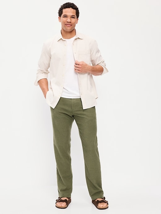 L'image numéro 1 présente Pantalon habillé droit années 1990 en mélange de lin