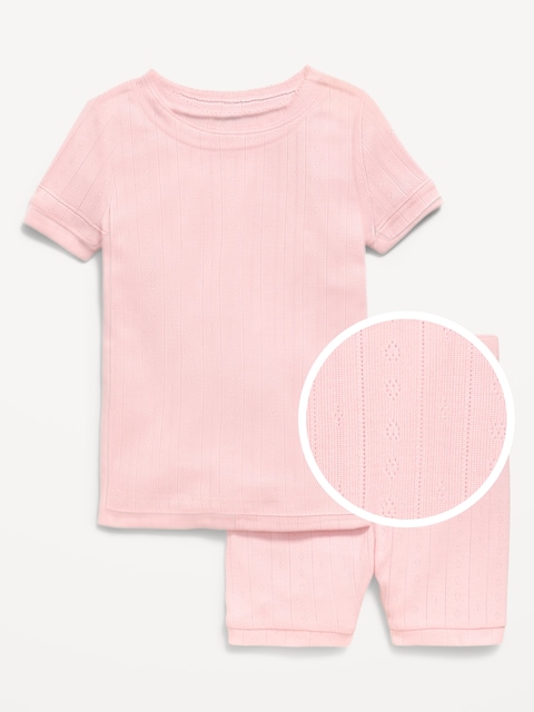 Snug-Fit Pointelle-Knit Pajama Set for Toddler & Baby