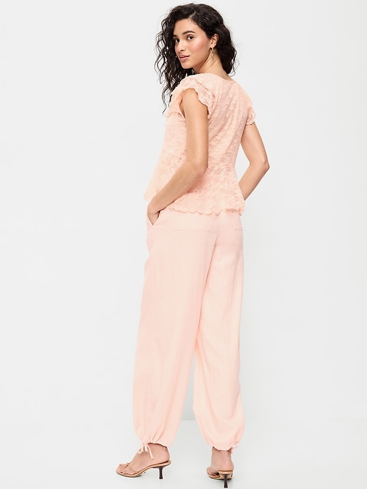 Image number 3 showing, Mid-Rise Linen-Blend Cinched-Ankle Pants