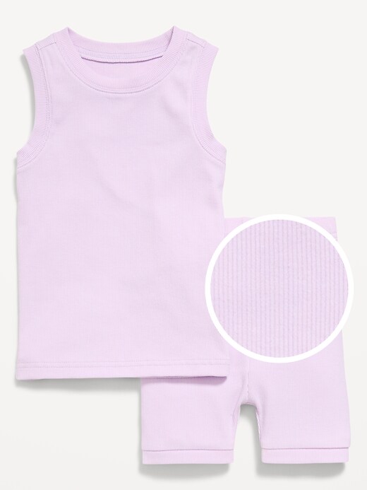 Image number 1 showing, Snug-Fit Sleeveless Ribbed Pajama Set for Toddler & Baby