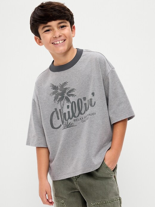 Image number 1 showing, Short-Sleeve Boxy Graphic T-Shirt for Boys