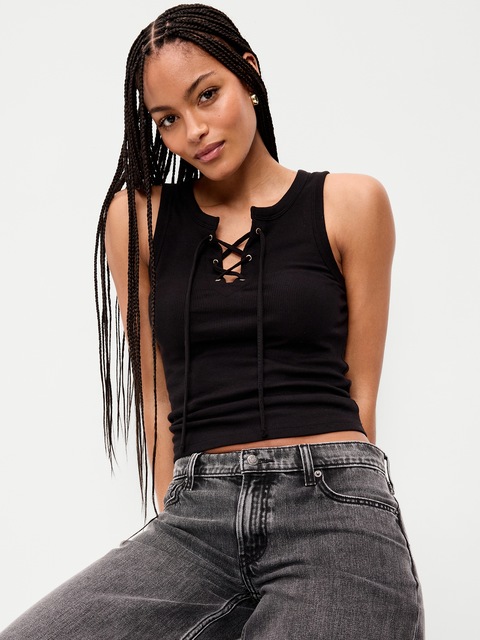 Lace-Up Tank Top