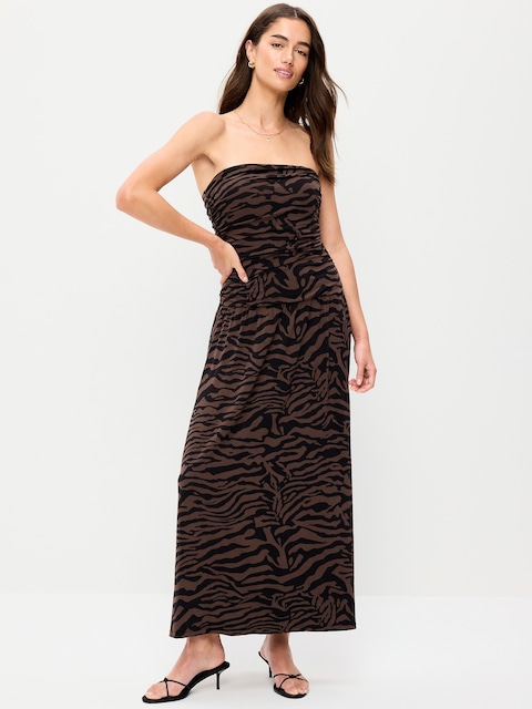 Fit & Flare Drop-Waist Maxi Tube Dress