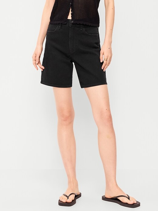 Image number 2 showing, High-Waisted Wow Jean Shorts -- 7-inch inseam