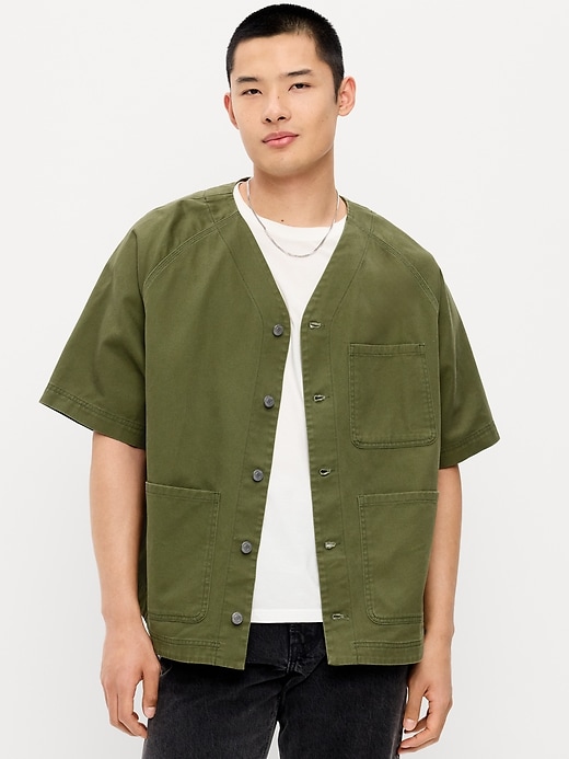 Image number 1 showing, Oversized Short-Sleeve Chore Shirt