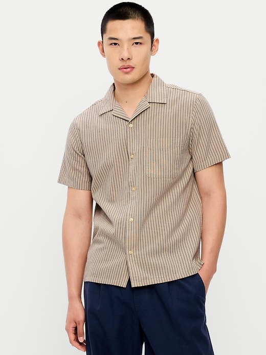 L'image numéro 1 présente Chemise de vacances rayée à manches courtes