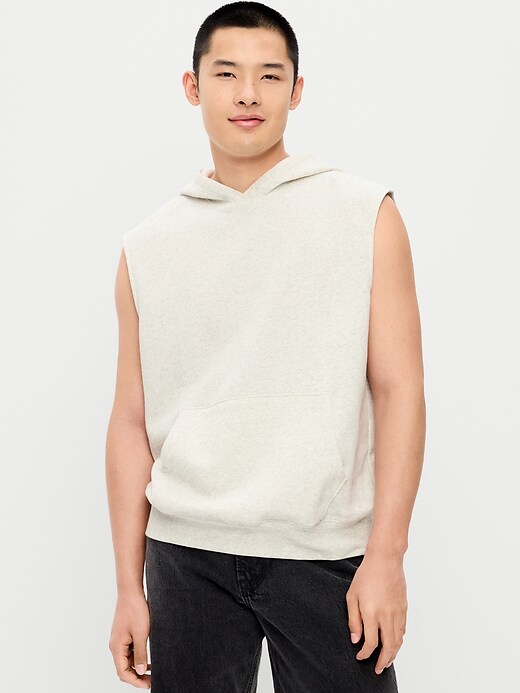 Image number 1 showing, Sleeveless Washed Fleece Muscle Hoodie