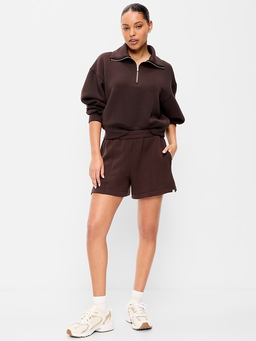 Image number 1 showing, High-Waisted Bounce Fleece Shorts -- 5-inch inseam