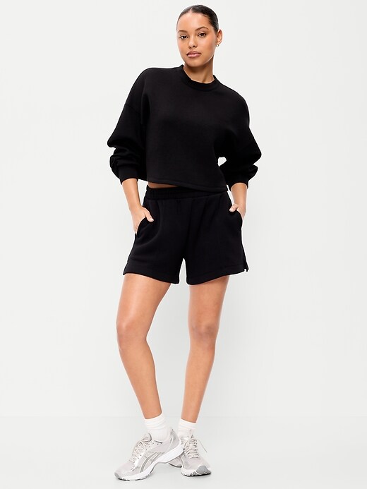 Image number 1 showing, High-Waisted Bounce Fleece Shorts -- 5-inch inseam