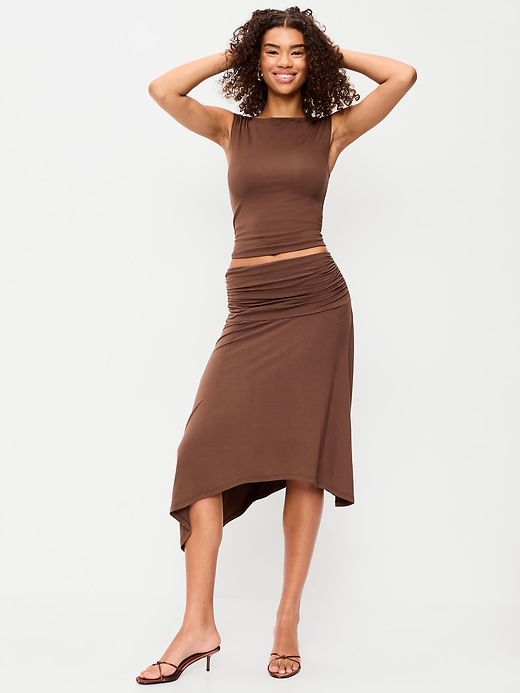 Image number 1 showing, Asymmetrical Draped Midi Skirt