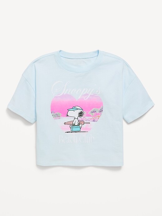 L'image numéro 1 présente T-shirt court surdimensionné à imprimé Snoopy de Peanuts™ pour fille