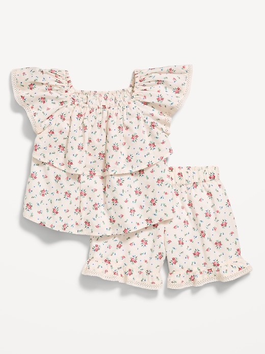 Image number 1 showing, Printed Ruffled Top and Shorts Set for Toddler Girls