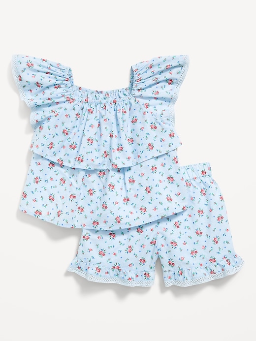 Image number 1 showing, Printed Ruffled Top and Shorts Set for Toddler Girls