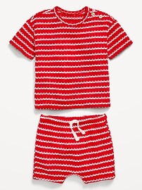 Image number 2 showing, Short-Sleeve Crochet-Knit Top and Shorts Set for Baby