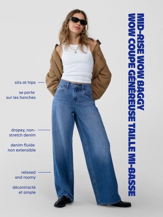 Image number 5 showing, Mid-Rise Wow Baggy Wide-Leg Jeans